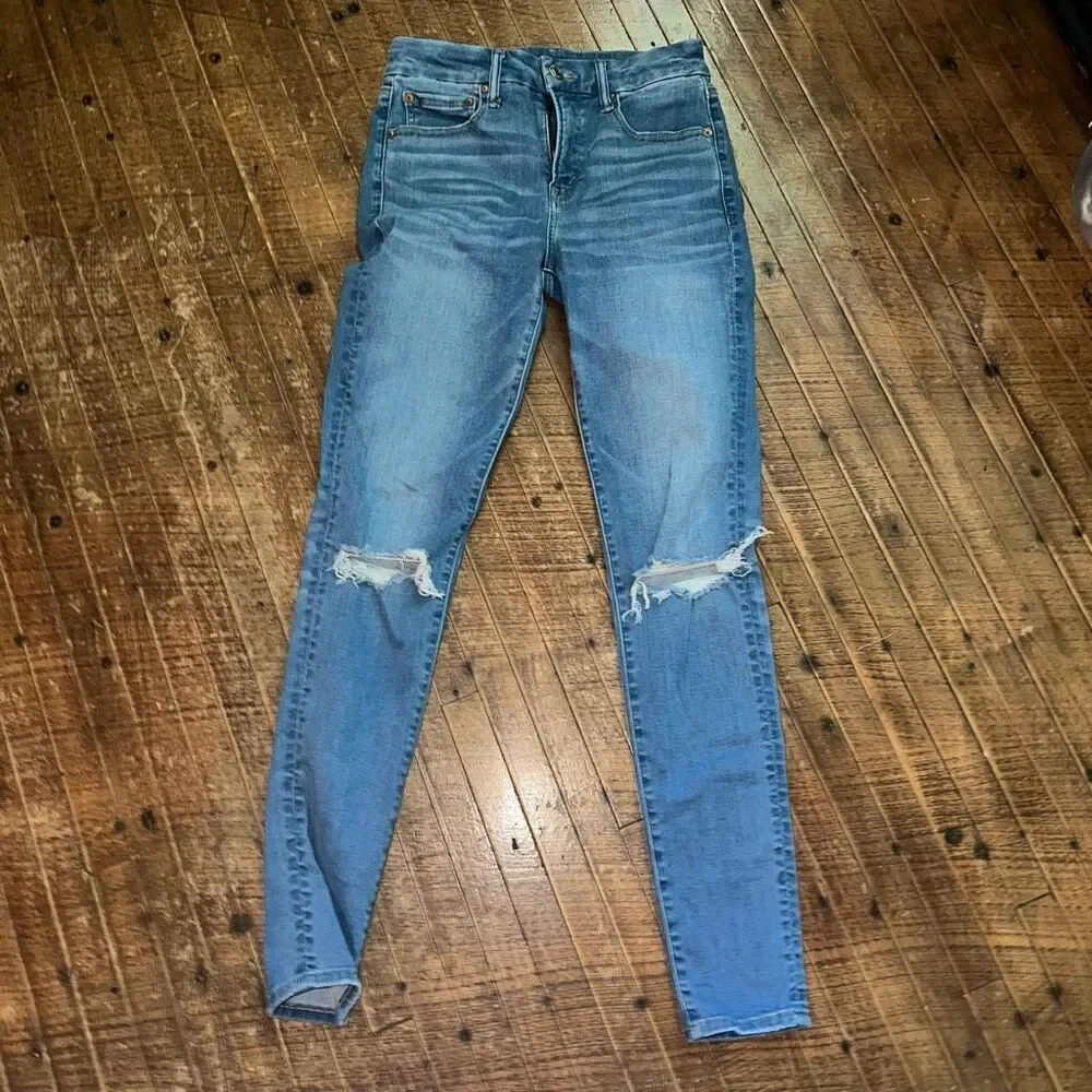 American Eagle next level stretch hi-rise light wash 6 long jeggings - Picture 2 of 4